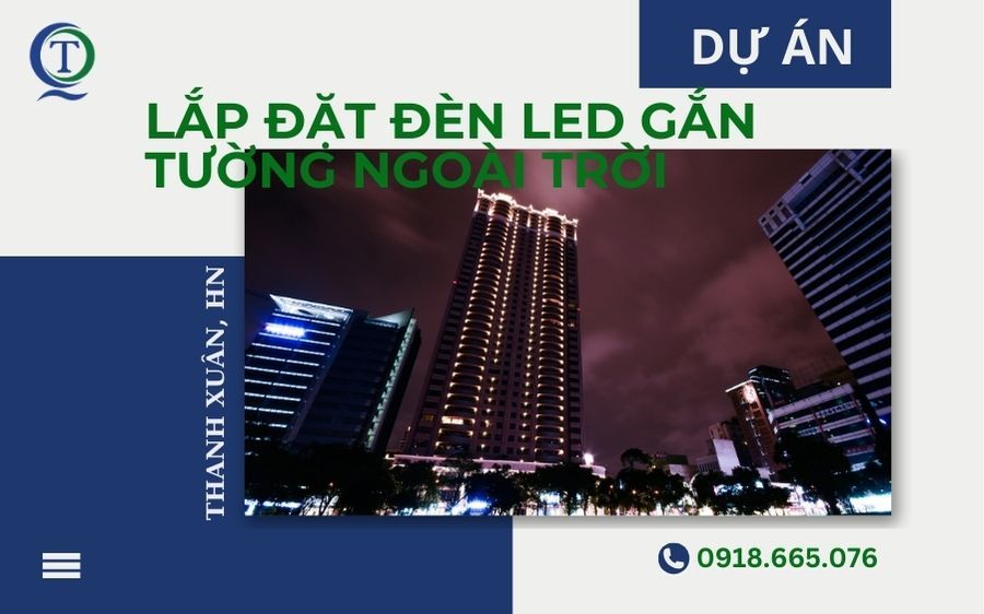 Lắp đặt đèn led gắn tường cho tòa nhà